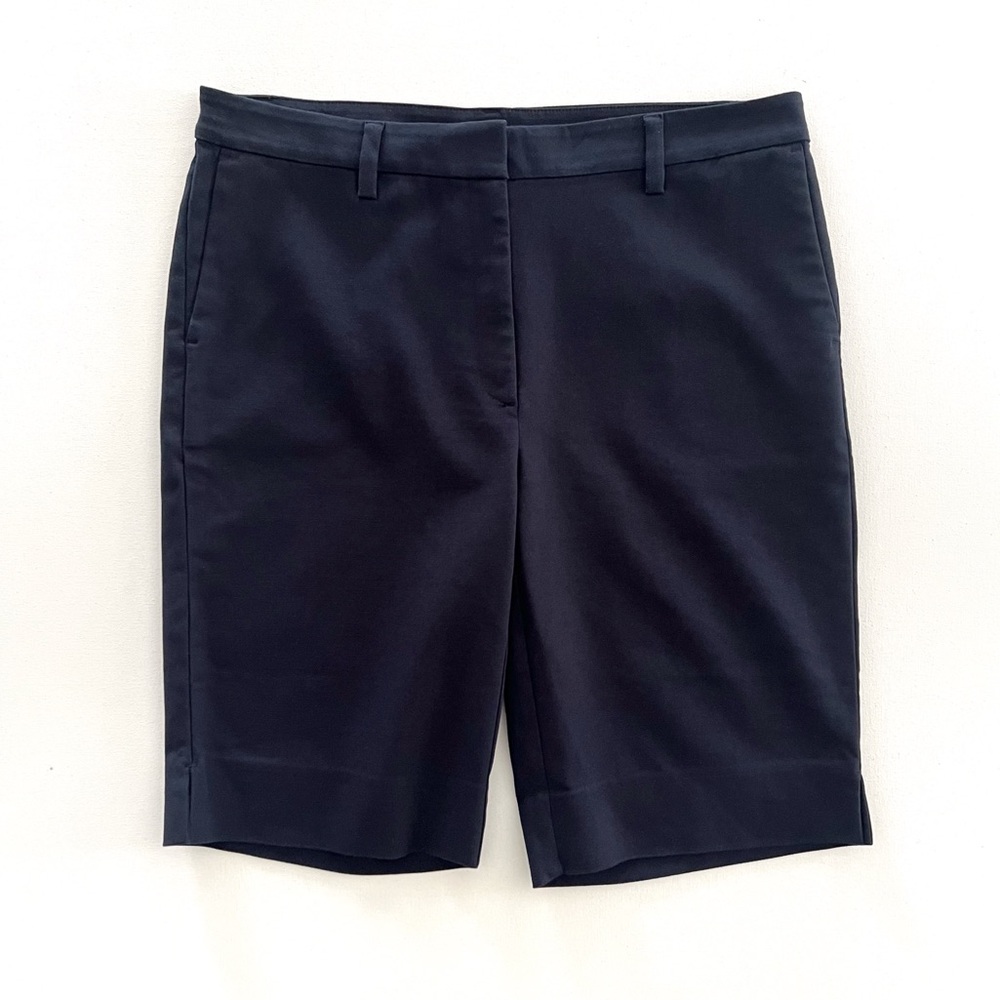 J. Jill Essential Cotton Stretch Bermuda Shorts in Navy Blue Size 12 NWT